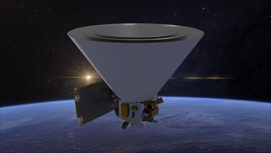 Rappresentazione artistica del telescopio spaziale SPHEREx in orbita attorno alla Terra