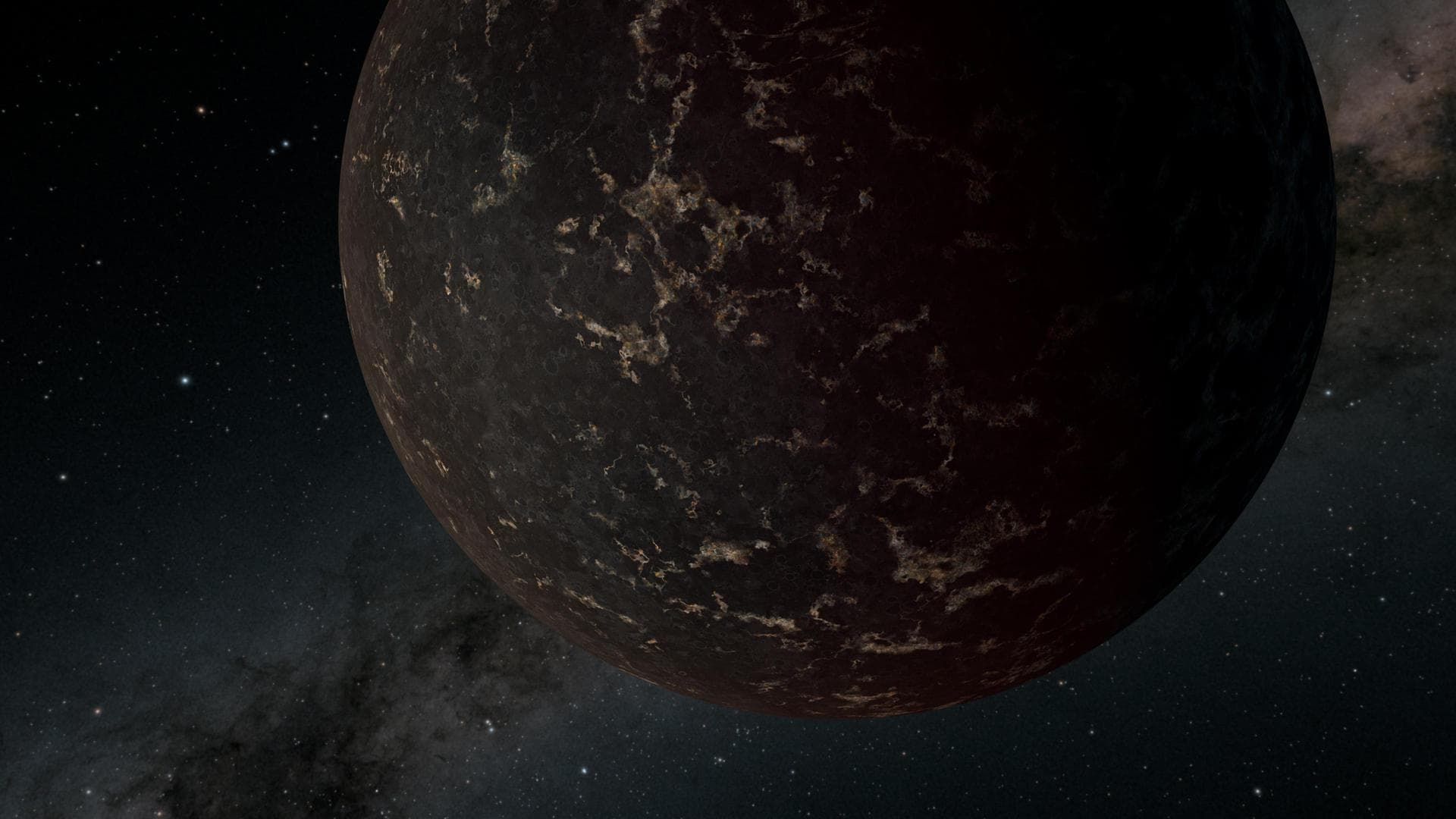 Illustrazione artistica di un mondo roccioso con superficie incandescente vicino alla sua stella