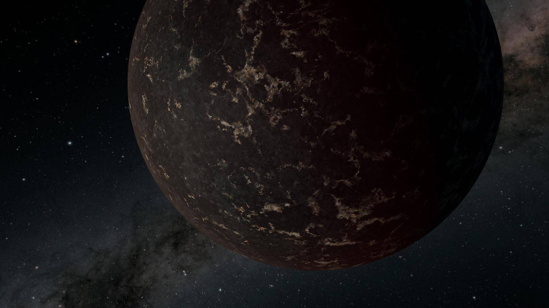 Illustrazione artistica di un mondo roccioso con superficie incandescente vicino alla sua stella