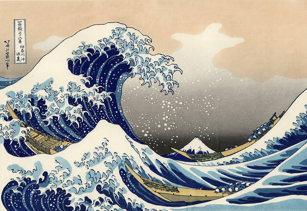 La grande onda di Kanagawa di Hokusai, copertina della mostra a Palazzo Bonaparte di Roma